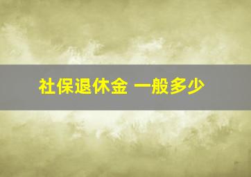 社保退休金 一般多少